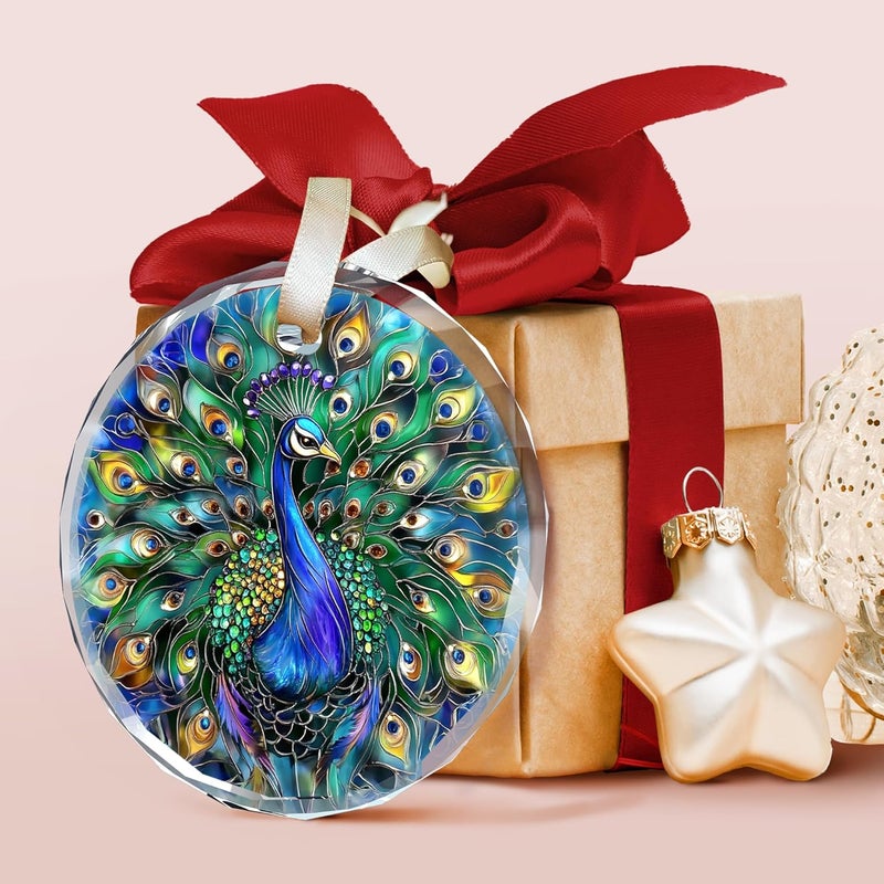 TEEBIM Peacock Ornament - Peacock Gifts for Women Men, Gifts for Peacocks Lovers - Peacocks Christmas Ornaments 2025 - Glass Hanging Christmas Ornaments for Tree 2025 - Image 3